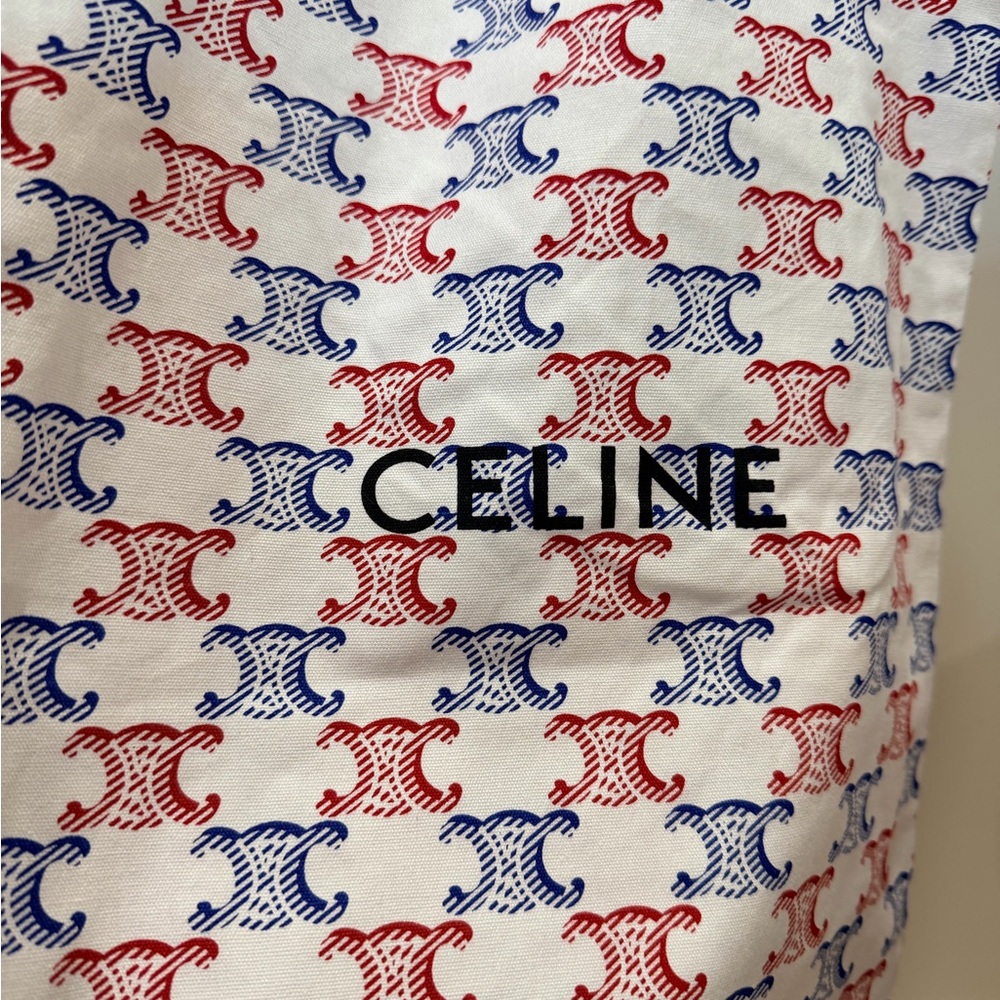 Celine Triomphe Blue and Red Cotton Tote - Novelty item - NIB - Picture 2 of 4